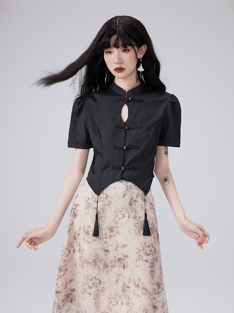 China Tassel Flower Retro Blouse＆Long-Skirt