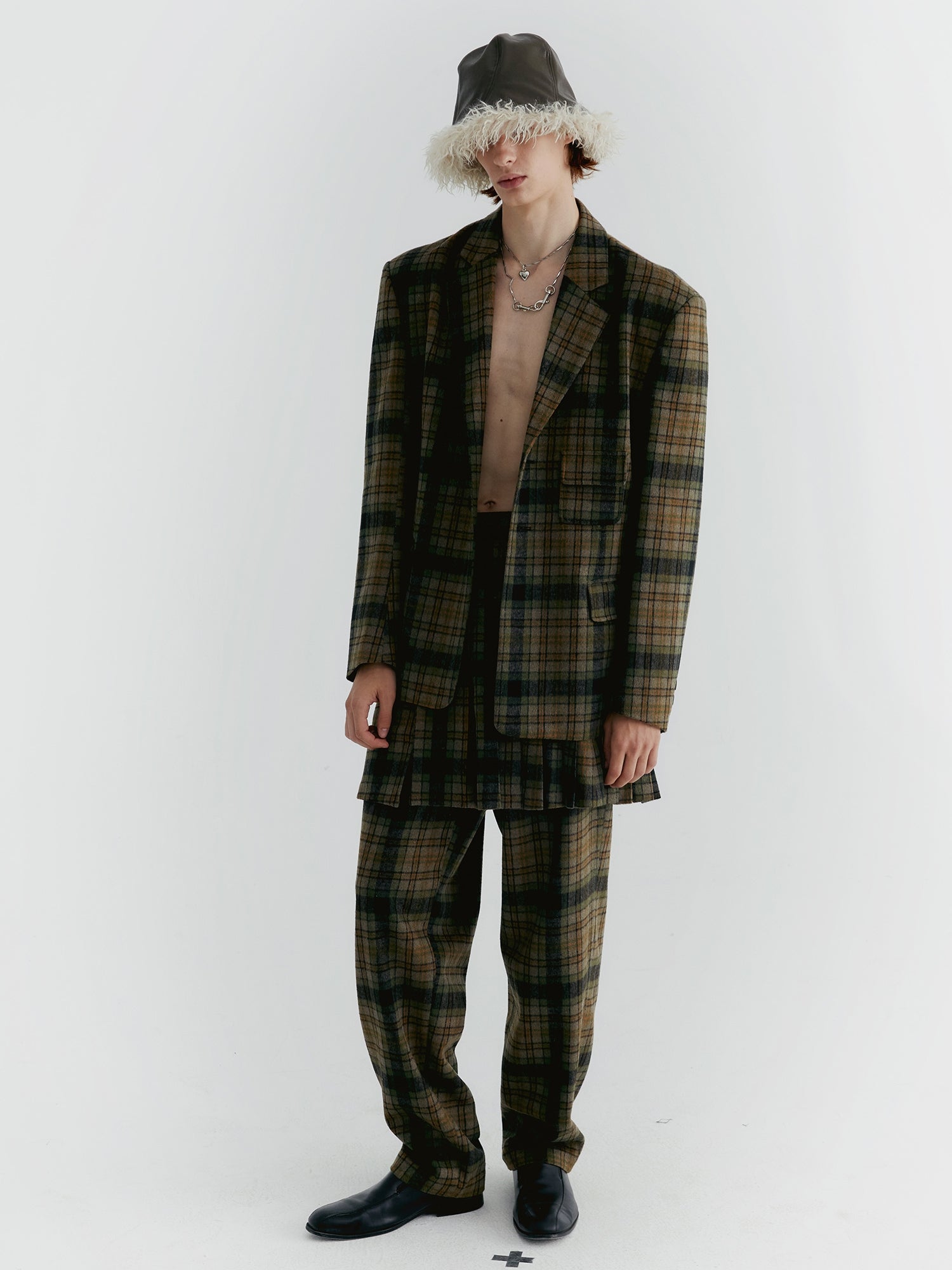 Unisex Checked Oversize 레트로 재킷