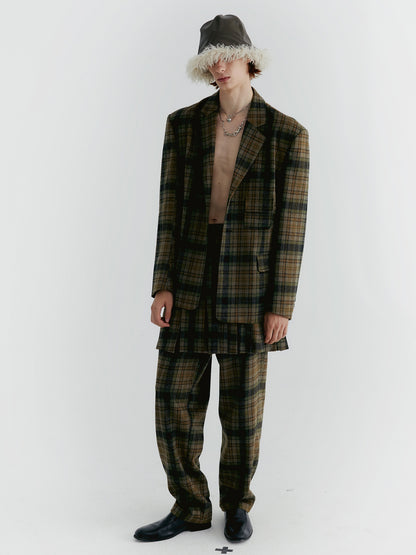 Unisex Checked Oversize 레트로 재킷