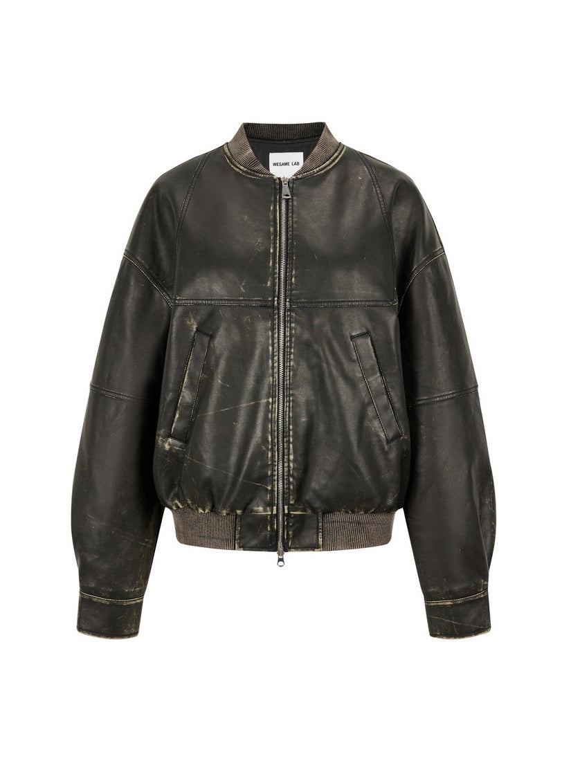 Vintage Retro Stadium-Jumper High-End Leather-Jacket