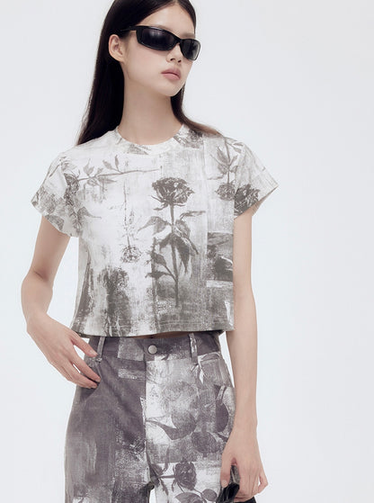 Silhouette Blume Retro Cropped T-Shirt