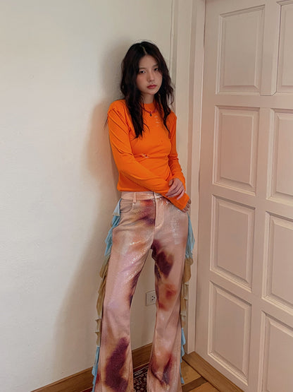 Pantalon lâche en tricot étiré de tir-dye