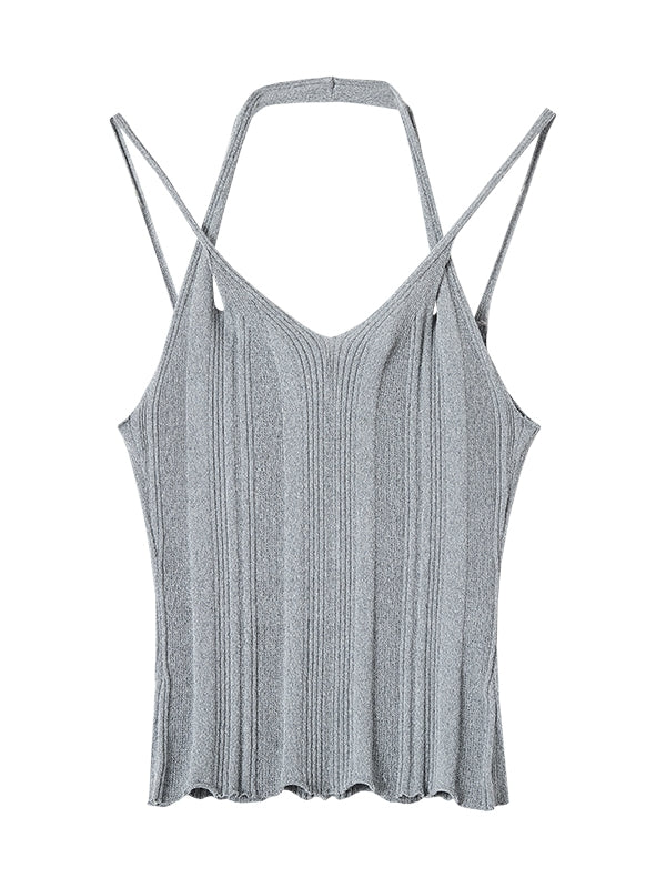 Back-Open Tight Summer-Knit Camisole