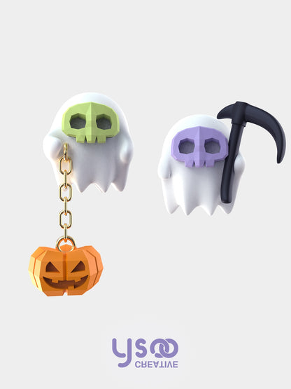 Fluorescence Ghost Pumpkin Pierced&amp;Ear-Clip