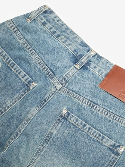 Denim Damage Casual Half-Pants