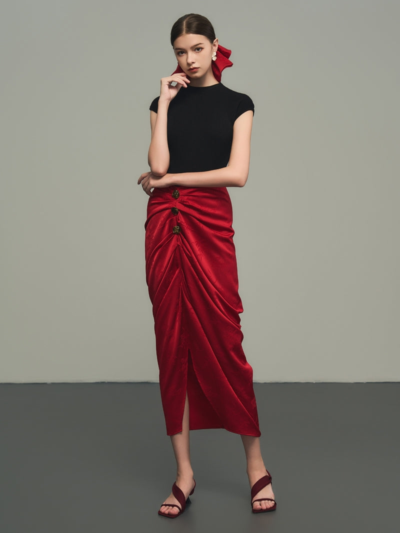 Drape elegante Asymmetrie Nichi Langstachel