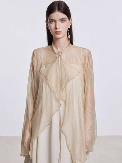 Sheer Asymmetry Nichi Elegant Blouse