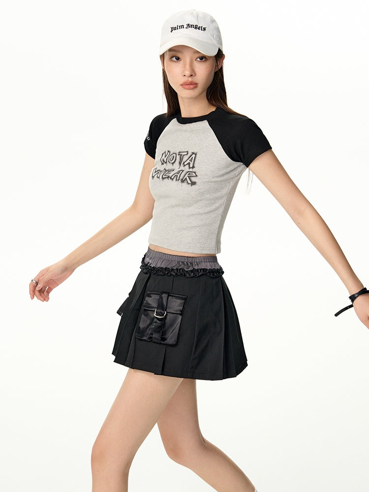 Leather-Pocket Mini Cool Skirt