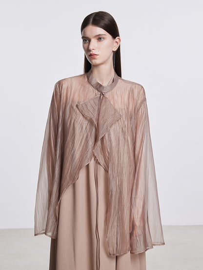 Sheer Asymmetry Nichi Elegant Blouse