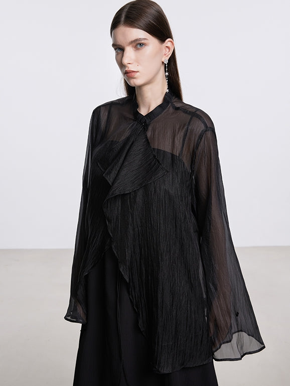 Sheer Asymmetry Nichi Elegant Blouse