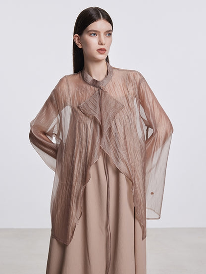 Sheer Asymmetry Nichi Elegant Blouse