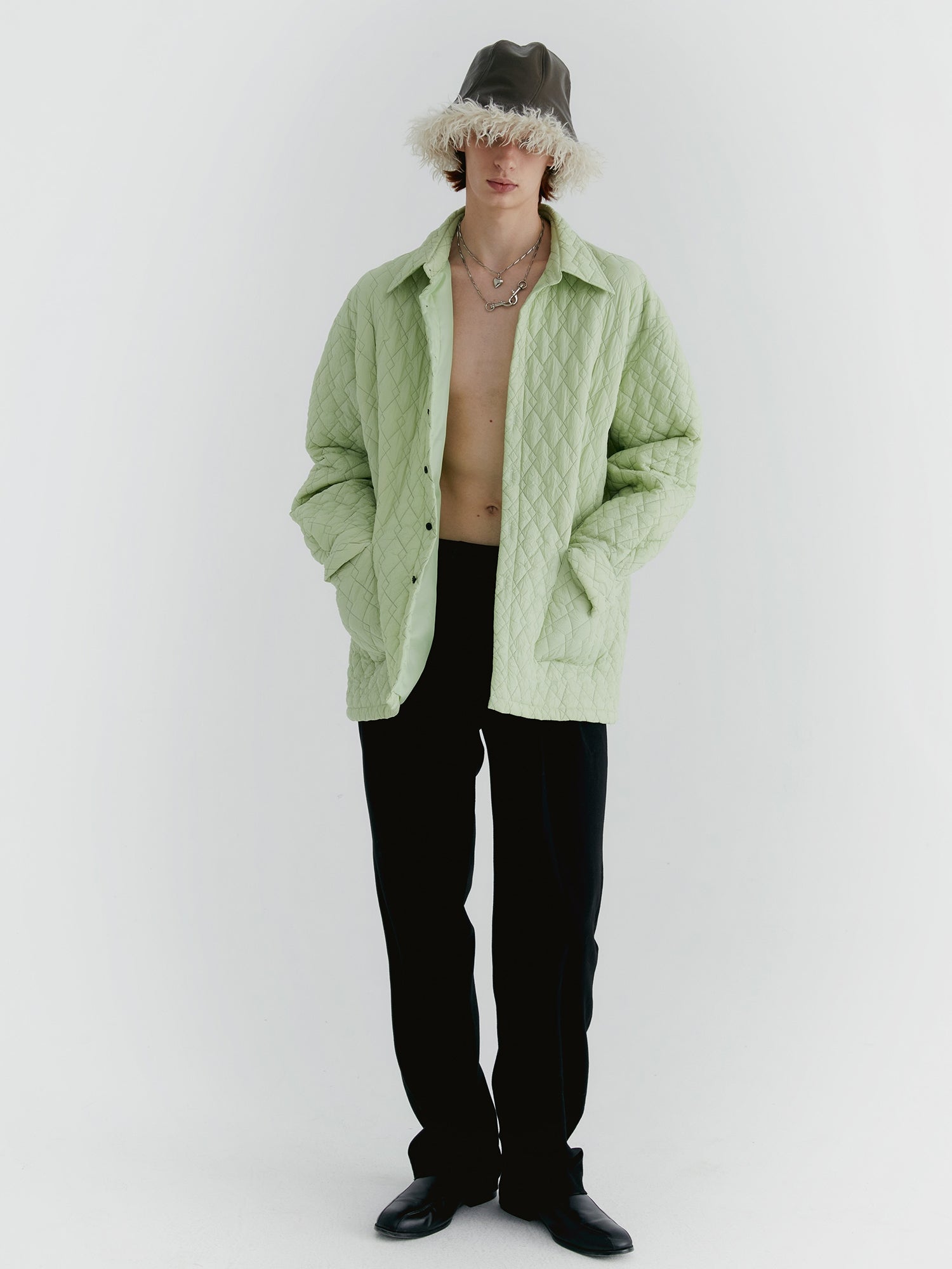 Unisex Quilting Overesize Oversize Plain Jacket