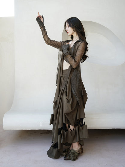 Sheer Asymmetry Oversize Shirt