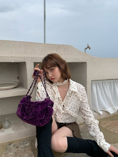 Rose High-End Velvet Chain Bag