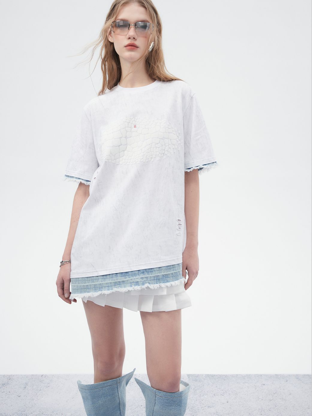 Asymmetrie Spitzenkrawatte Tassel T-Shirt