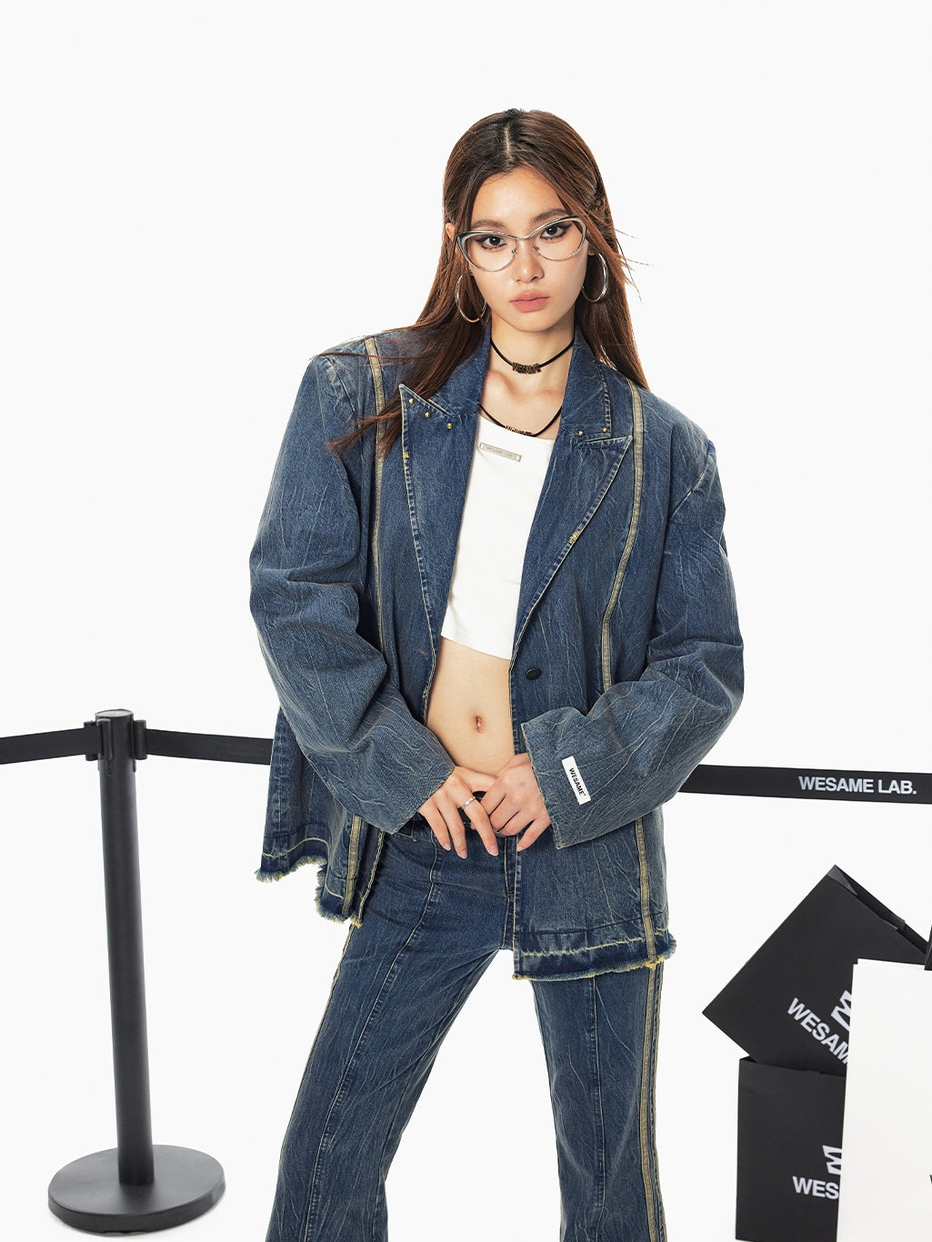 Oversize Casual Retro Quasten Denim-Jacket