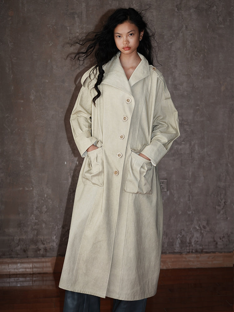 Denim Oversize Big-Silhouette Casual Long-Coat