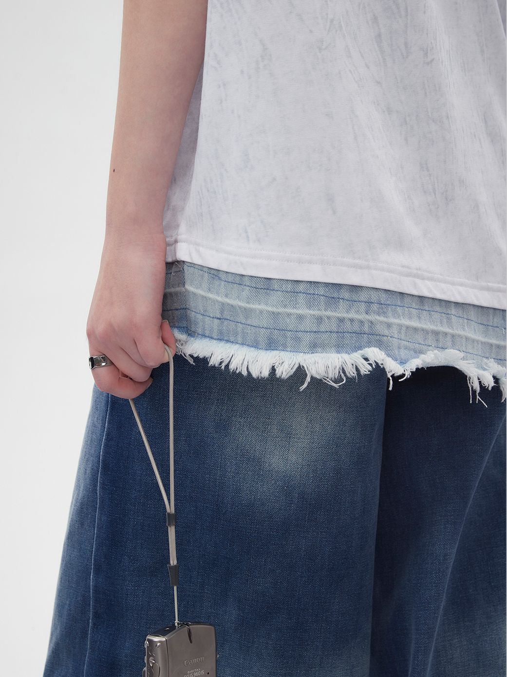 Asymmetrie Spitzenkrawatte Tassel T-Shirt