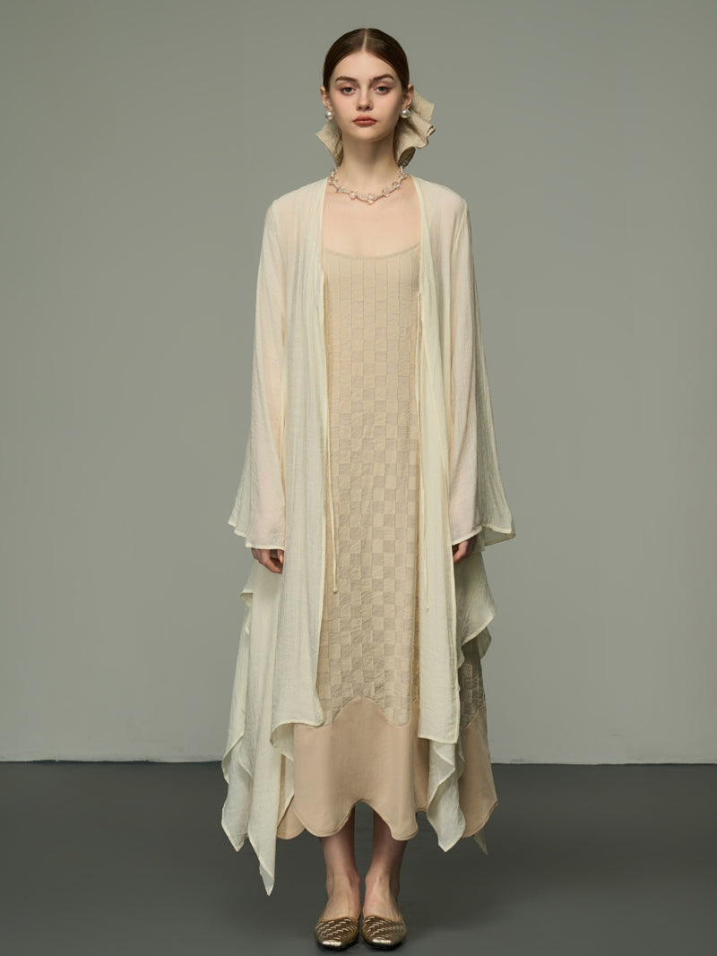 Asymmetry Sheer Loose Long-Cardigan