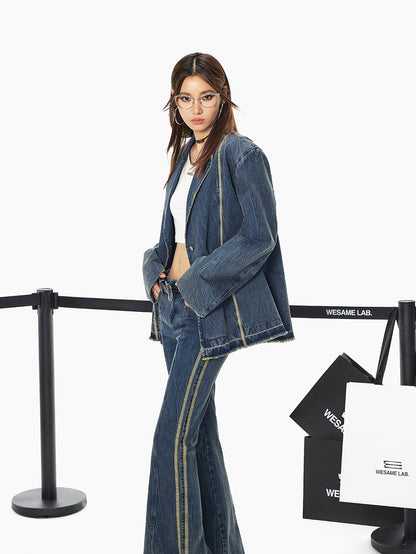 Oversize Casual Retro Tassel Denim-Jacket