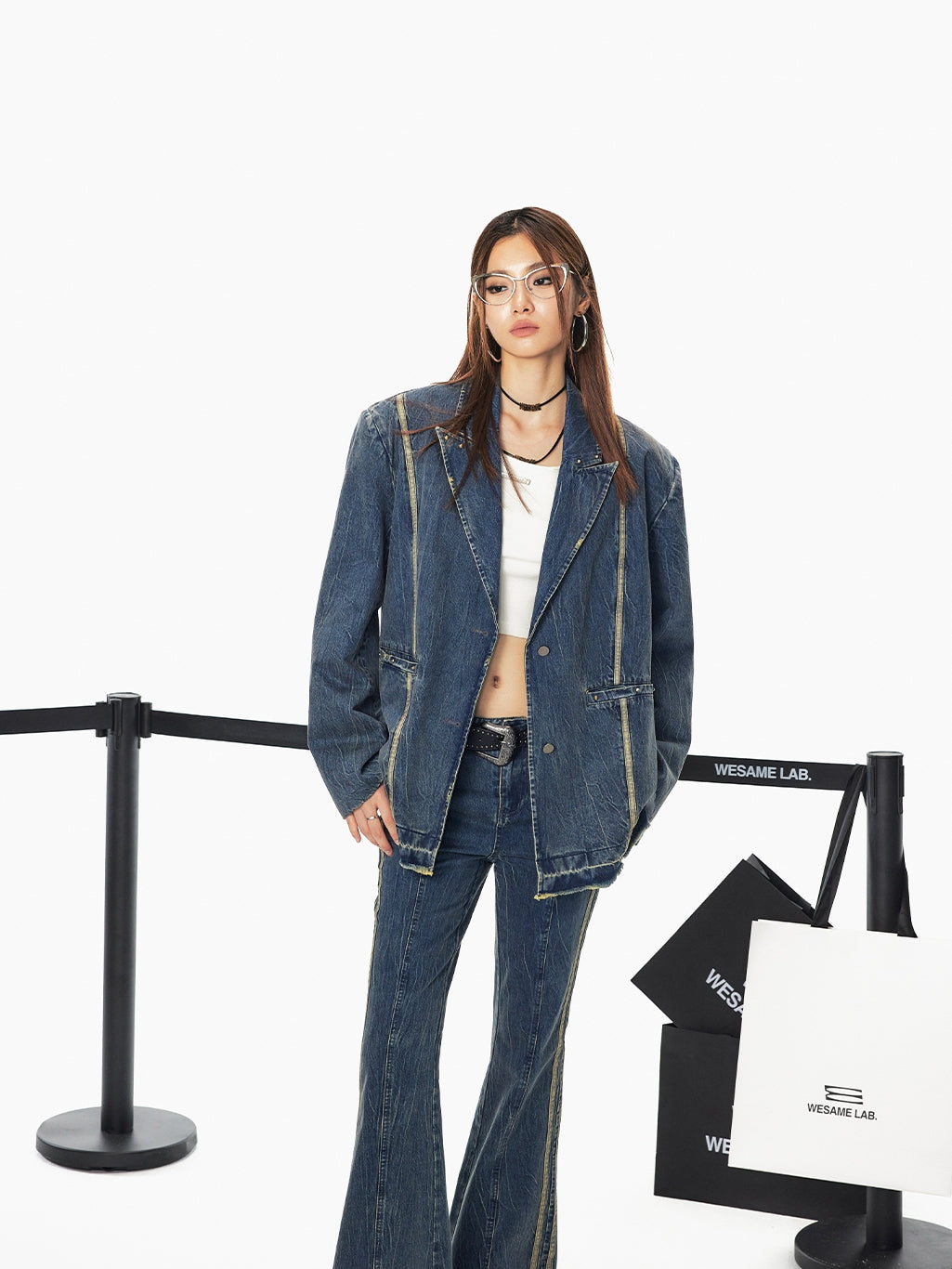 Oversize Casual Retro Quasten Denim-Jacket