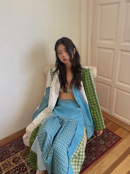 Patchwork Pop Cute Nichi Checked Jacket