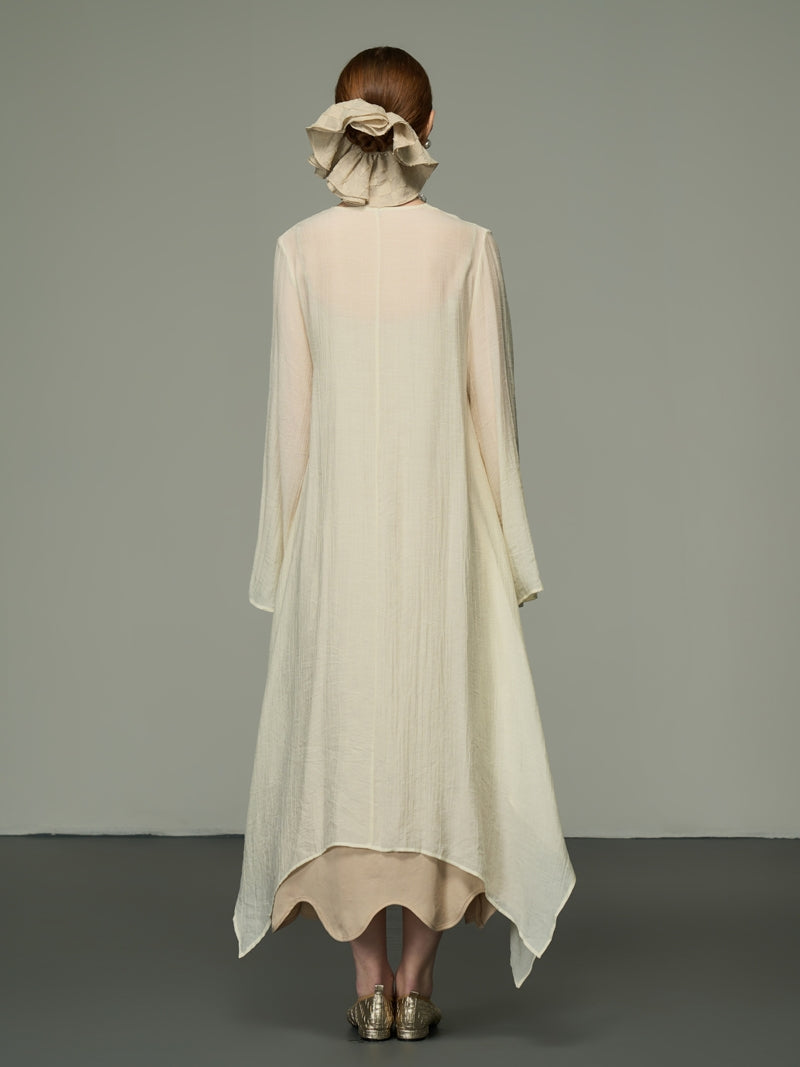 Asymmetry Sheer Loose Long-Cardigan