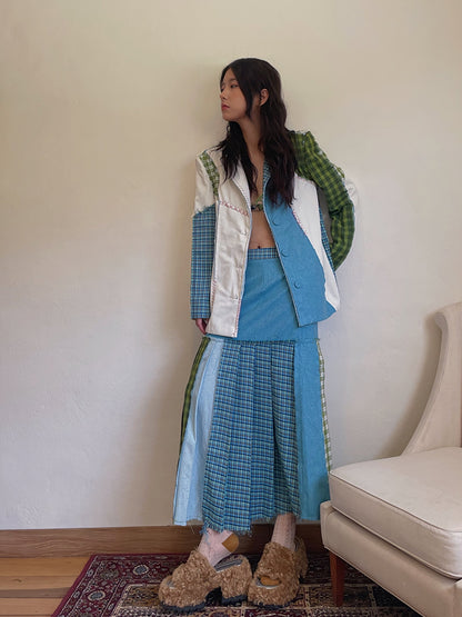 Patchwork Pop Cute Nichi Checked Jacket