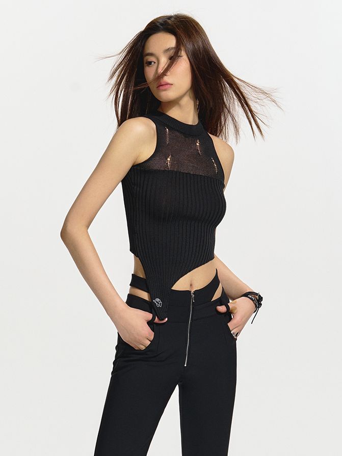 Asymmetry Unique Mesh Tight Summer-Knit