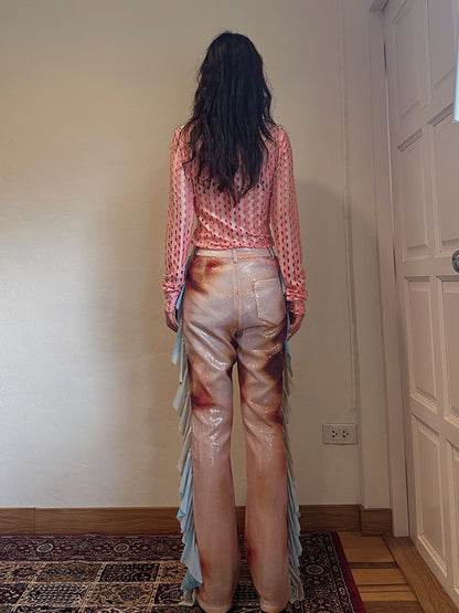 Pantalon lâche en tricot étiré de tir-dye