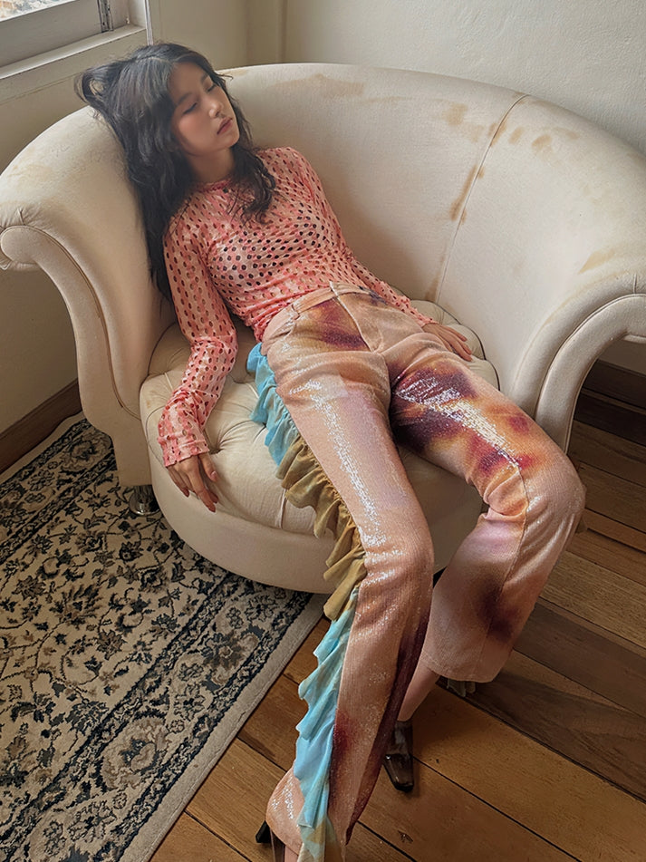 Tie-Dye Stretch Knit Loose Pants