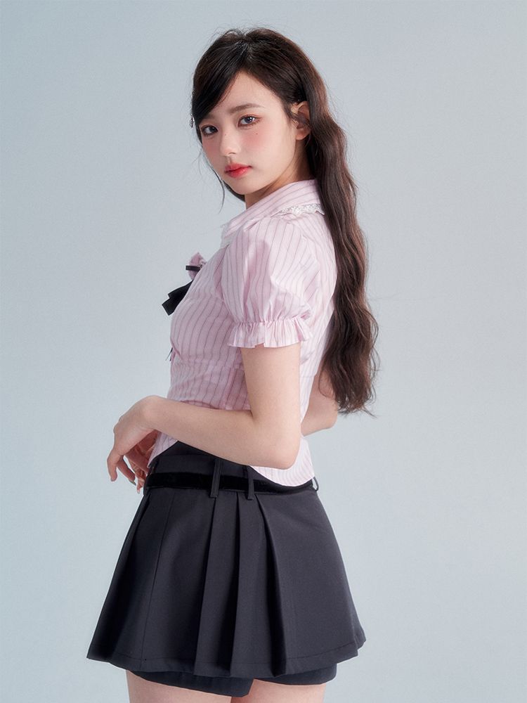 Side-Pleats Plain Simple Pants Skirt Culotte