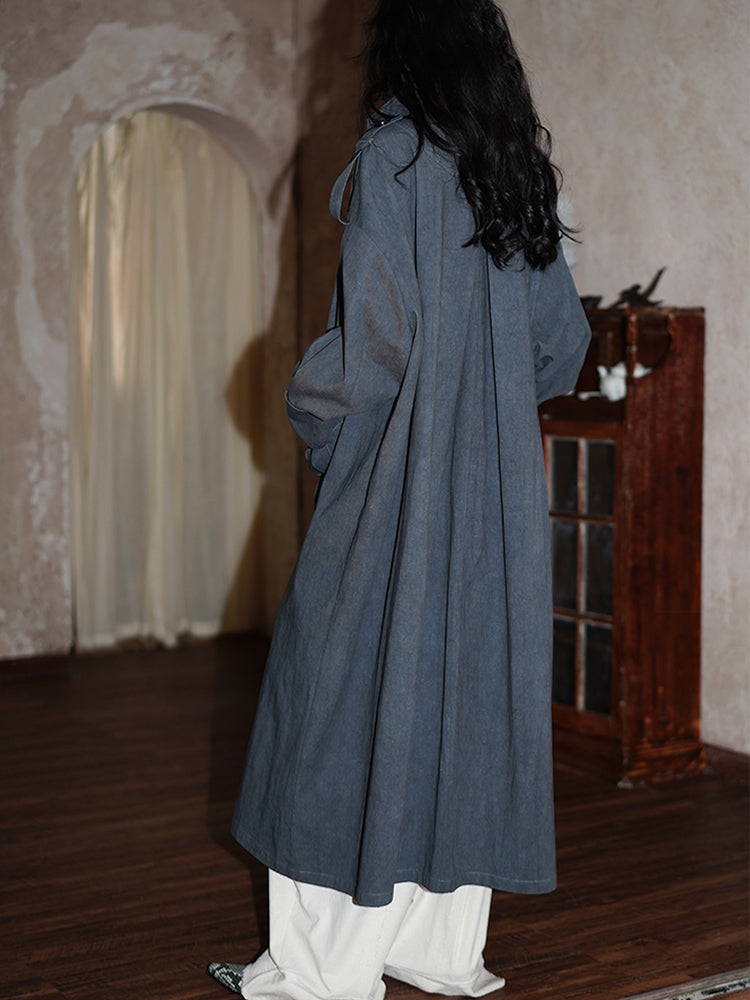 Denim übergroße Big-Silhouette Casual Long Coat übergroß