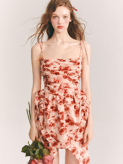 Flower Rose Gather Asymemtry Colorful One-Piece