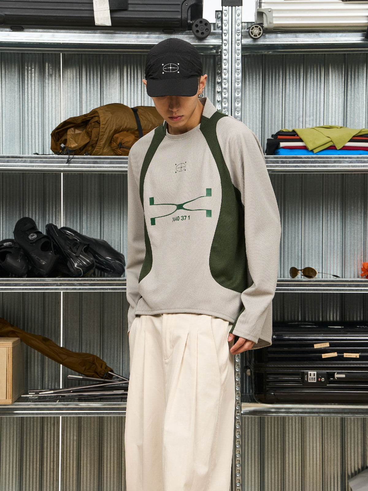 Contrast Nichi Casual Long-T-Shirt