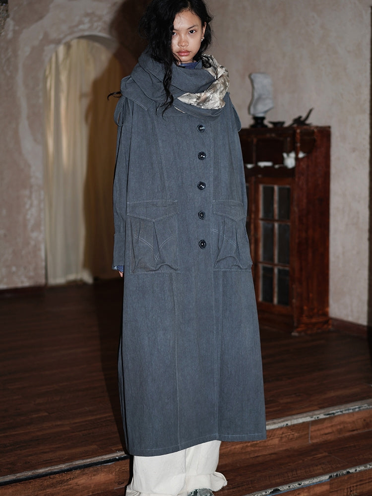 Denim Oversize Big-Silhouette Casual Long-Coat