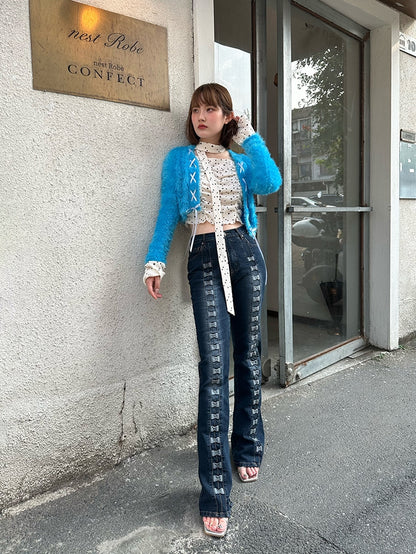 Ruban de nichi denim en pantalon à taille haute ardente