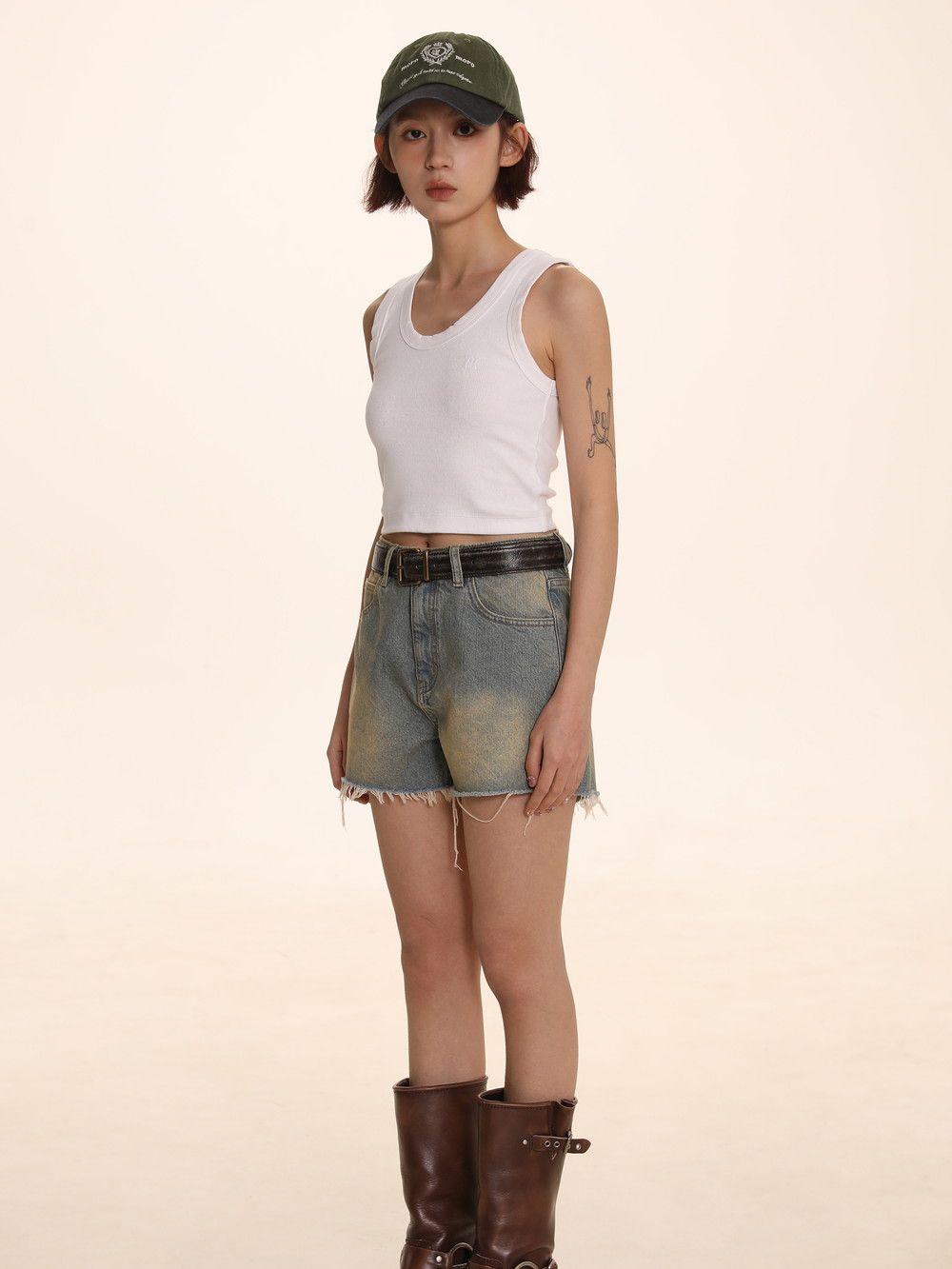 Women Denim Shorts White Cotton Straight Extra Short Casual Grommets Hot  Pants - Milanoo.com