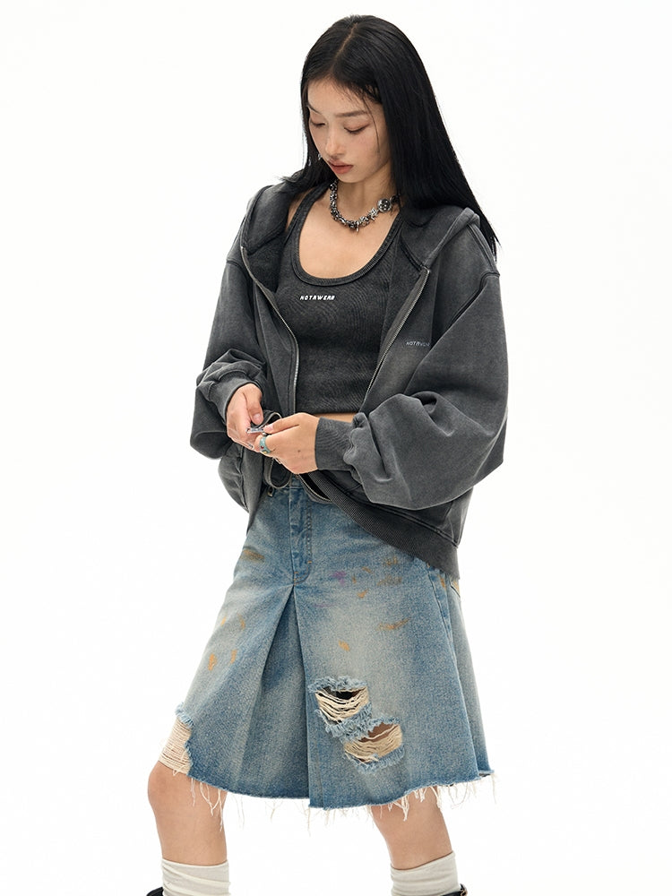 Faded Big-Silhouette Hoodie Oversize Parka