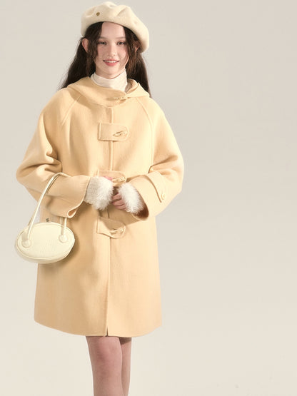 Long-Coat Wool Oversize Simple Duffel-Coat