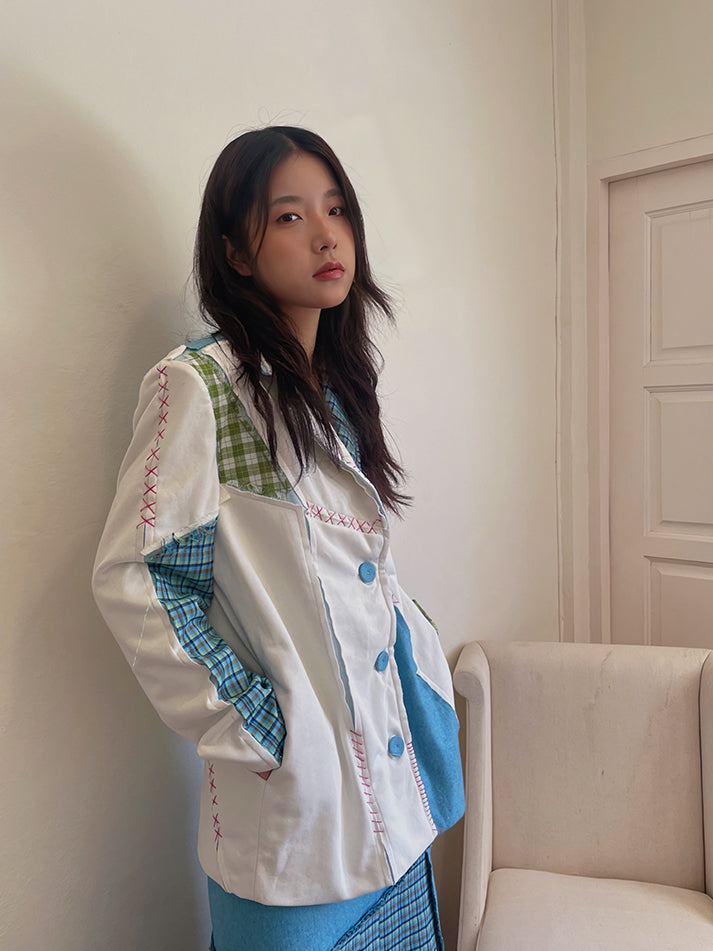 Patchwork Pop Cute Nichi Checked Jacket