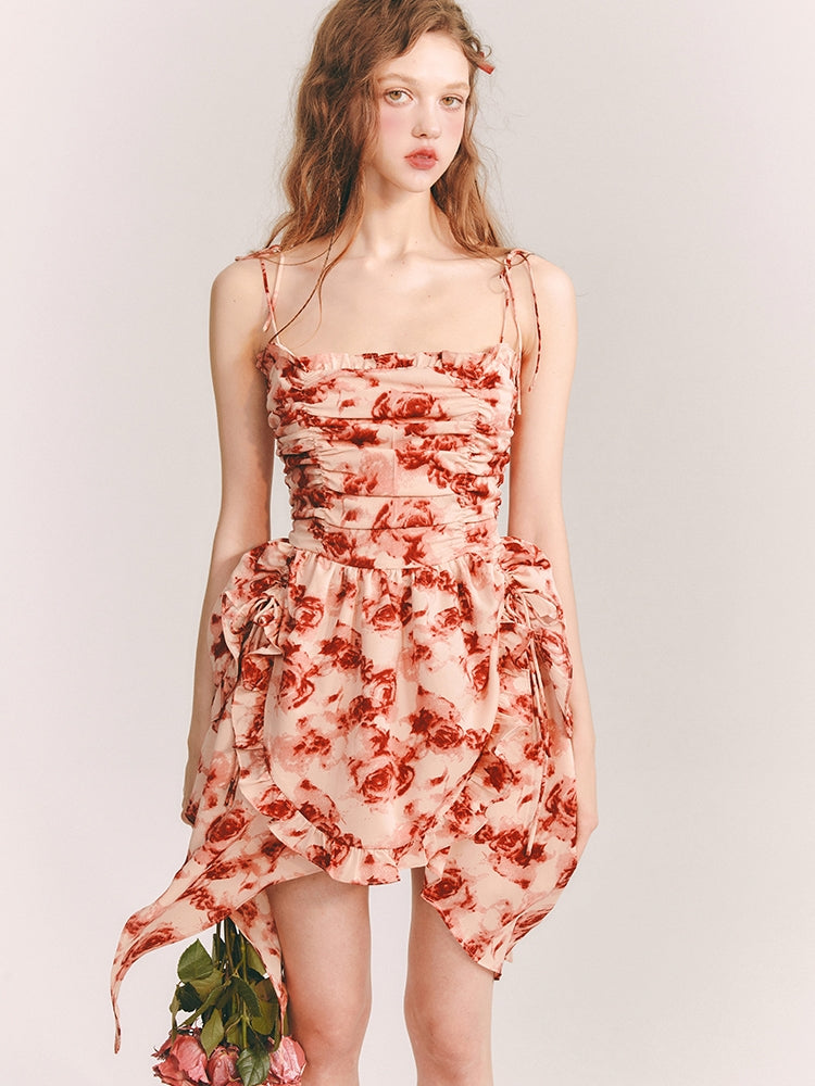 Flower Rose Gather Asymemtry Colorful One-Piece