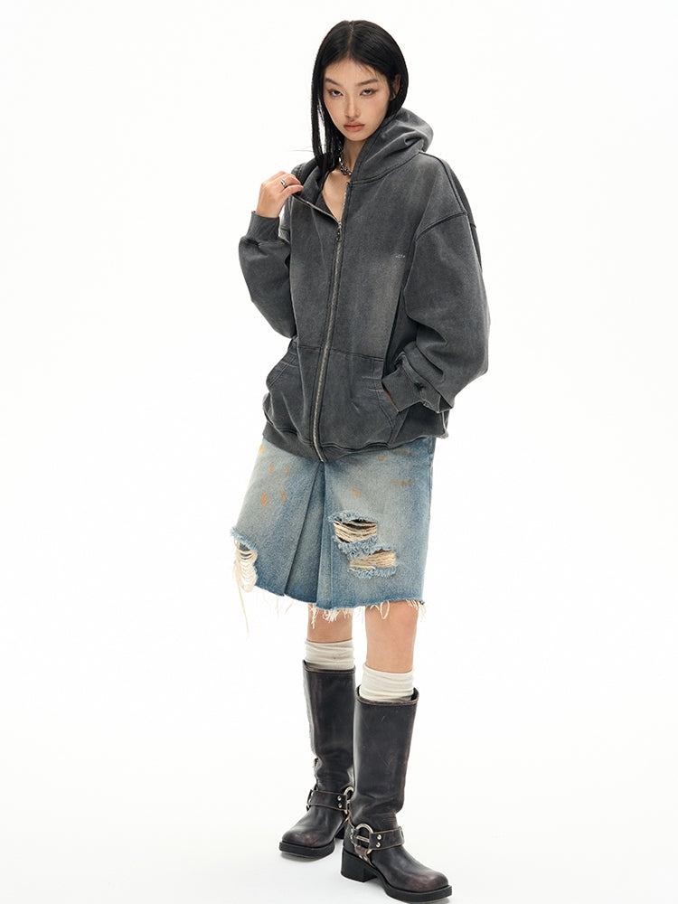 Verblasste Big-Silhouette Hoodie Oversize Parka