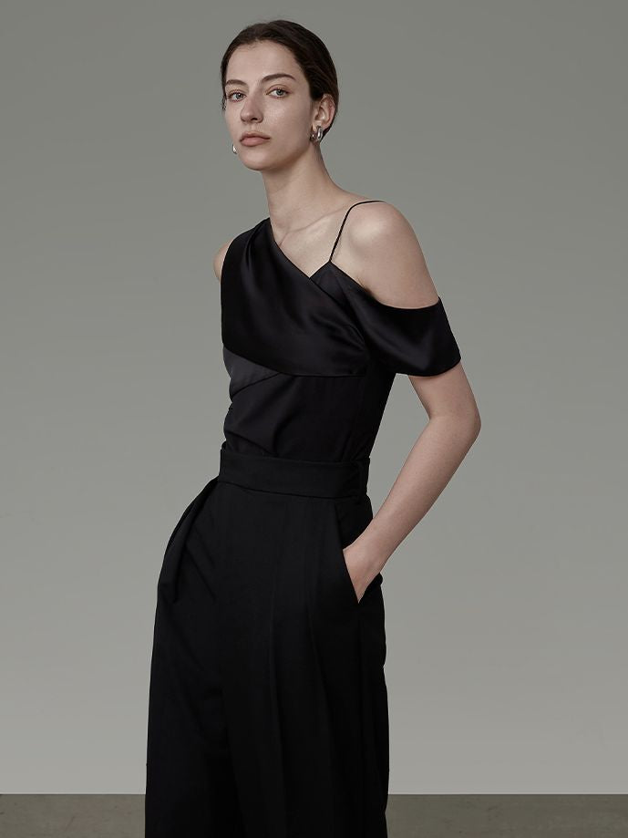 Asimmetry One-Shoulder Ciffon drapieren edle Tops