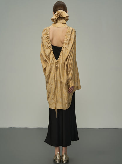 Gold Asymmetry Slim High-End Camisole Long-One-Piece