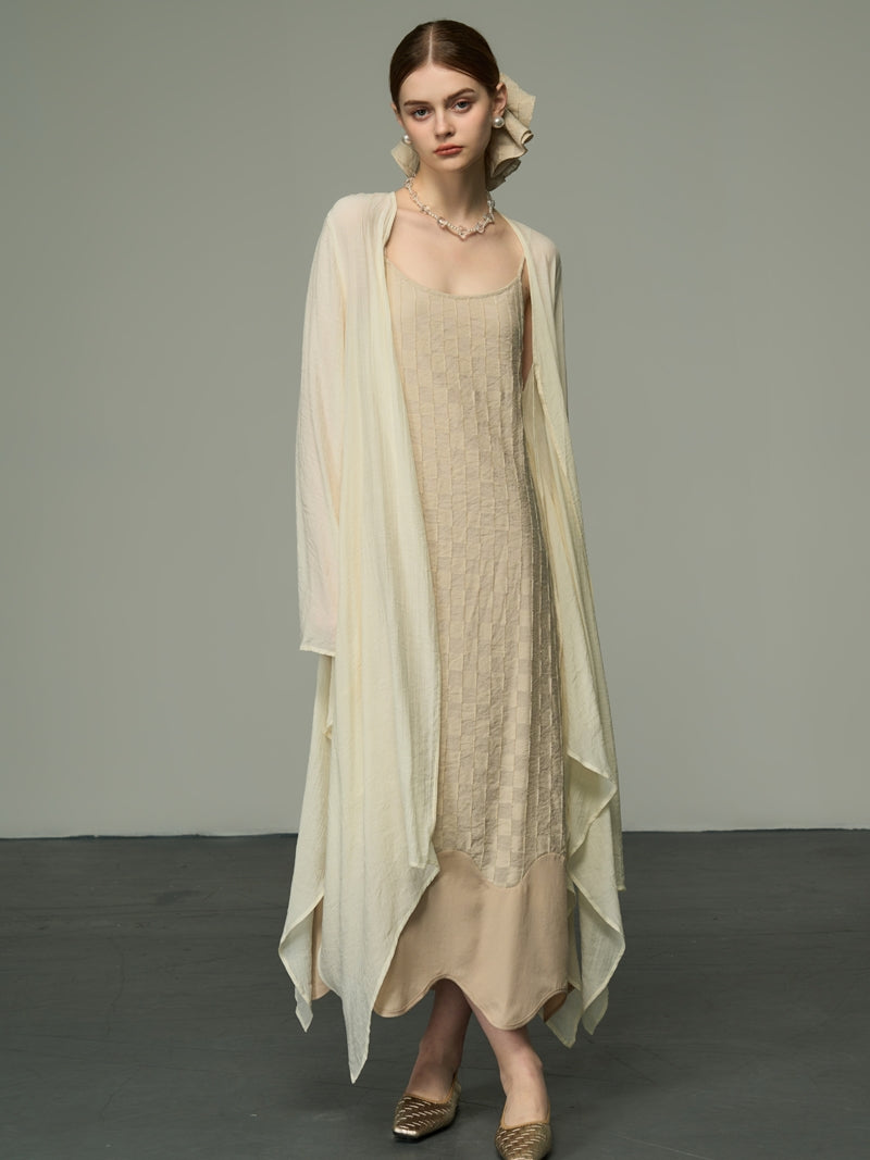 Asymmetry Sheer Loose Long-Cardigan