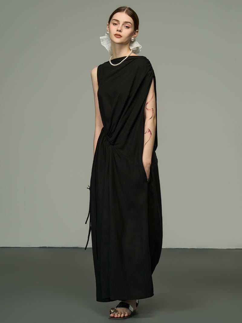 Sleeveless Elegant Asymmetry Nichi Long-One-Piece