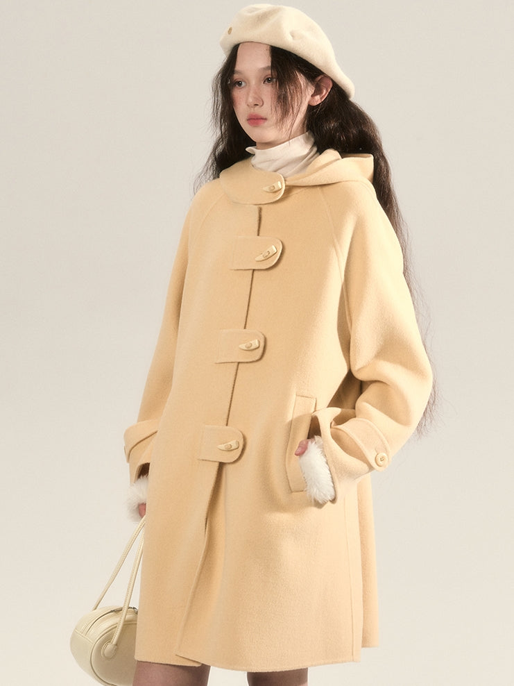 Long-Coat Wool Oversize Simple Duffel-Coat