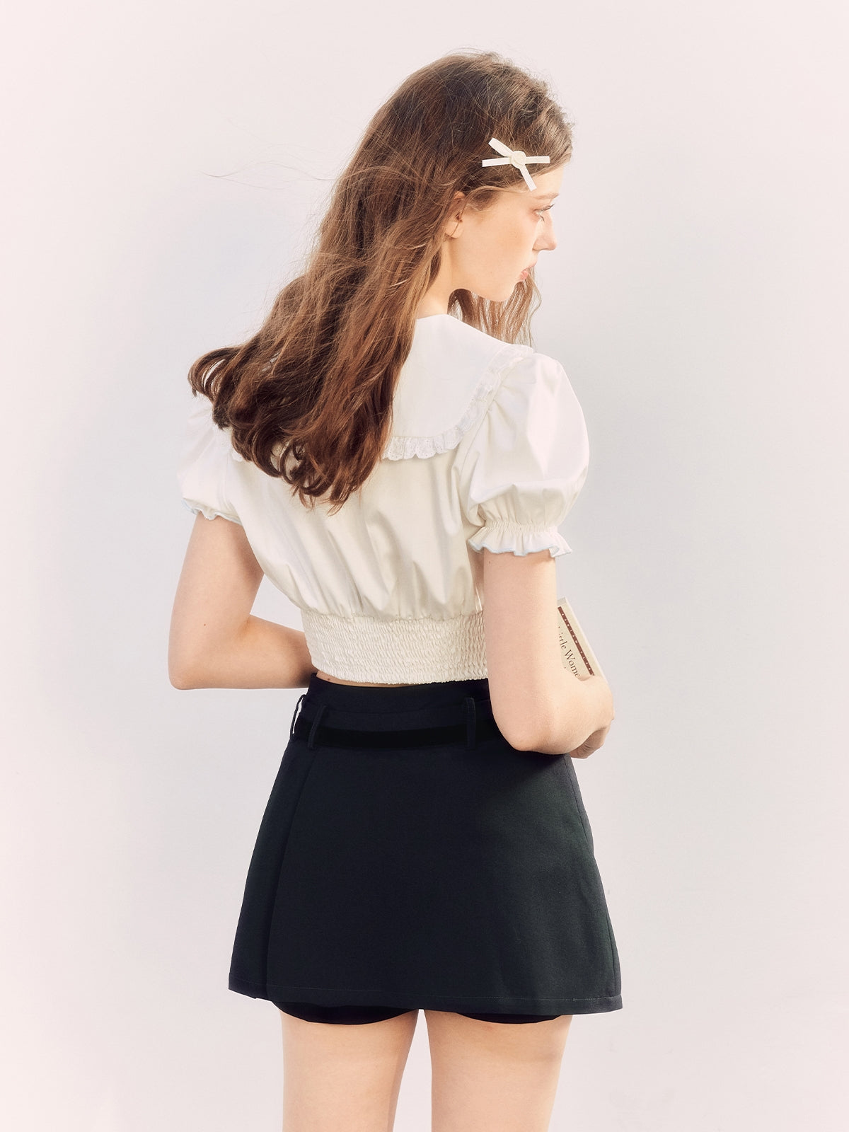 Fille Sailor-Colar Puss-Sheeve Migne Blouse Culottes