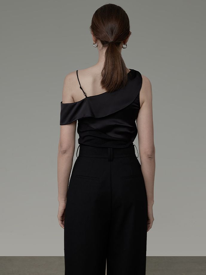 Asimmetry One-shoulder Ciffon Drape Classy Tops